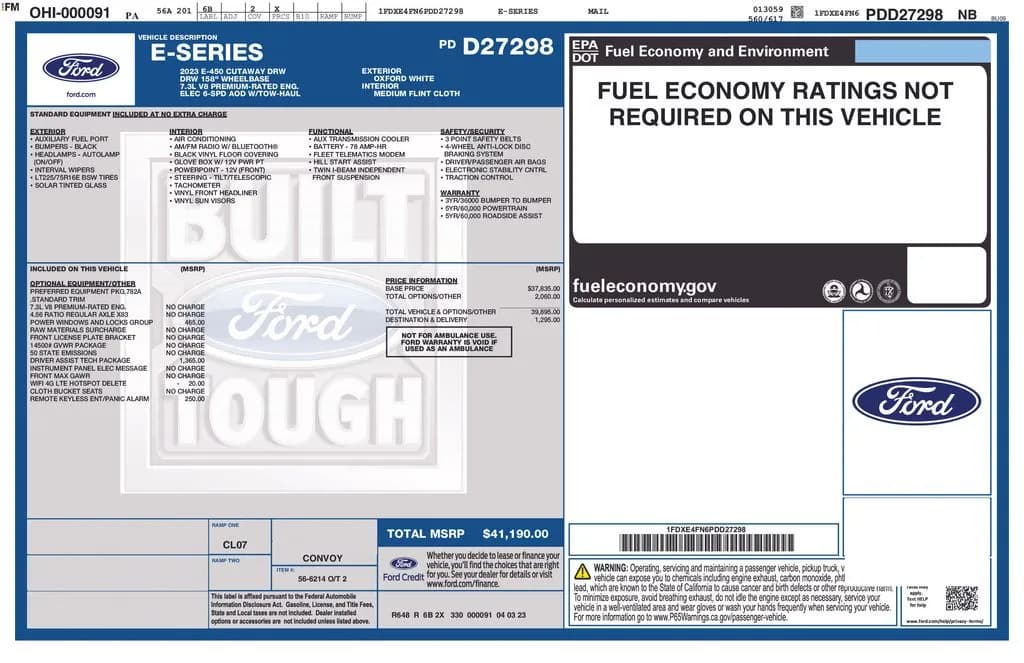 2023 Ford E-450SD - Box
