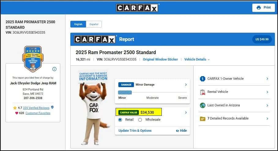 2025 Ram ProMaster - Vans