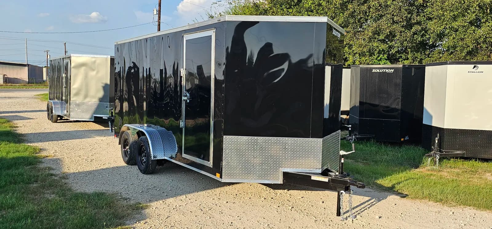 2026 Stallion 7 X 16 ECT – Tandem Axle V-Nose 78in Inside Height Brakes Side Door Rear Ramp Door .040