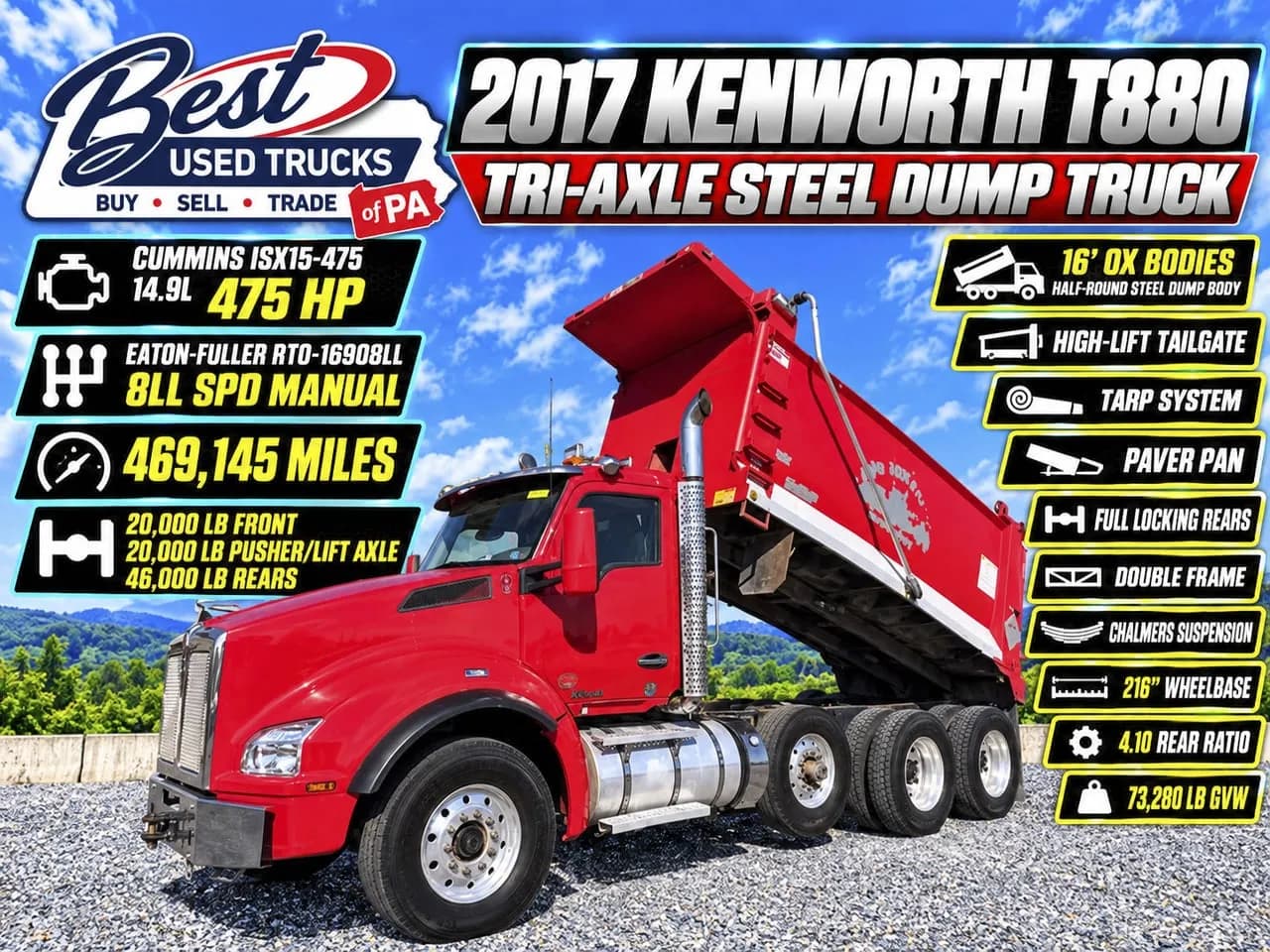 2017 Kenworth T880 Tri-Axle Steel