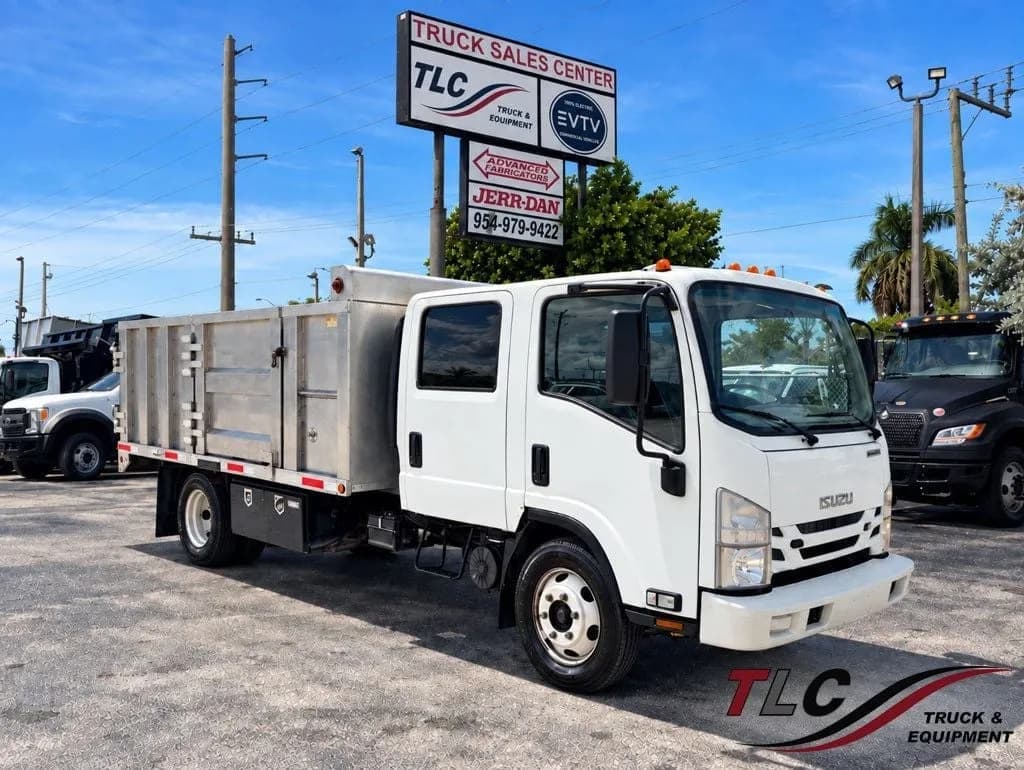 2016 Isuzu NPR XD CREW gas w/ 14ft Landscape Body Aluminum - Dump
